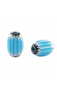 Millefiori tube bead 12x8mm - Light blue